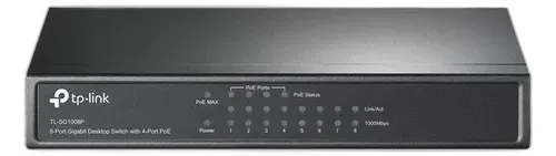 Switch PoE+ TP-Link TL-SG1008P de 8 portas Gigabit para câmeras IP